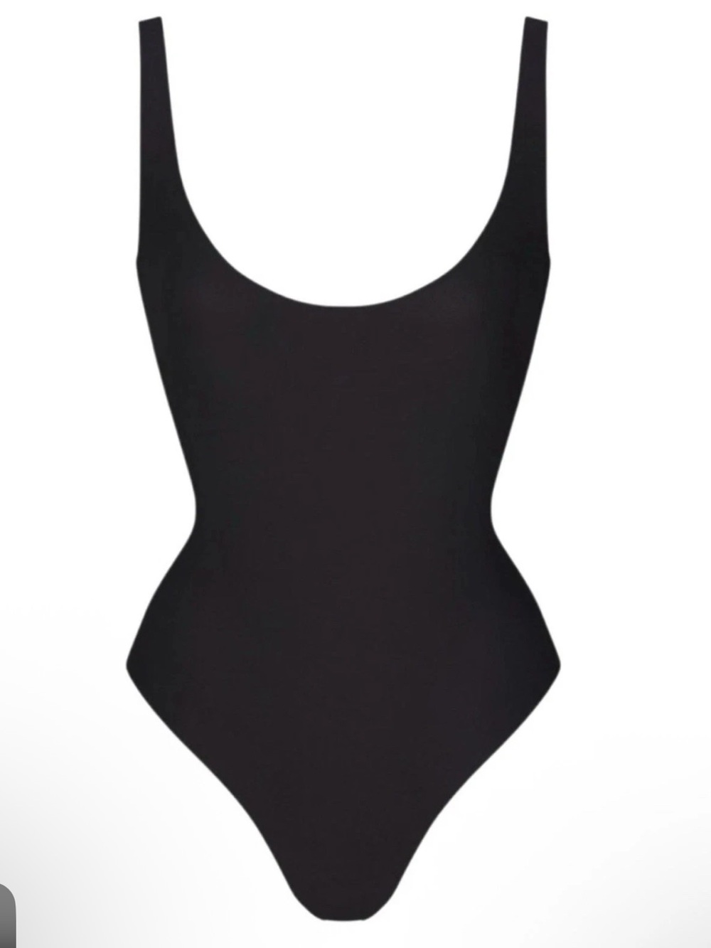SKIMS Body Scoop Neck Low Back Thong Bodysuit Onyx Black Small BD-THG-11443W